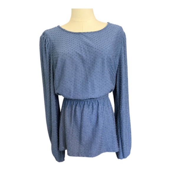 EUC Ava James blue textured long sleeve tie-back, tie-front/top – XL - Picture 8 of 11